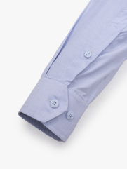 Áo Sơ Mi Sọc Hạn Chế Nhăn Wrinkle X Thêu M Ở Túi Form Slimfit SM174 Sọc Xanh Biển