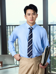 Áo Sơ Mi Trơn Hạn Chế Nhăn Wrinkle X Thêu Peakhour Form Slimfit SM181 Màu Xanh Biển