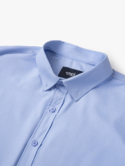 Áo Sơ Mi Trơn Hạn Chế Nhăn Wrinkle X Thêu Peakhour Form Slimfit SM181 Màu Xanh Biển