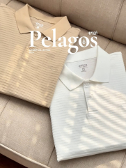 Áo Polo Gân Thêu Chữ Pelagos Form Regular PO155 Màu Be Nhạt