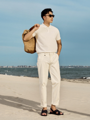 Áo Polo Gân Thêu Chữ Pelagos Form Regular PO155 Màu Trắng