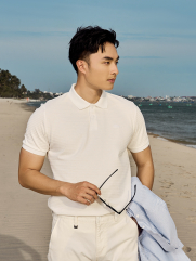 Áo Polo Gân Thêu Chữ Pelagos Form Regular PO155 Màu Trắng