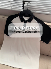 Áo Polo Rayon Bo Sọc Form Slimfit PO161 Màu Trắng