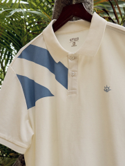 Áo Polo Rayon In Logo Bánh Lái Form Regular PO165 Màu Trắng