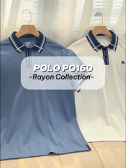 Áo Polo Rayon In Logo Tròn 4M Form Regular PO160 Màu Trắng