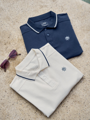 Áo Polo Thêu Bánh Lái 4M Form Slimfit PO156 Màu Xanh Đen