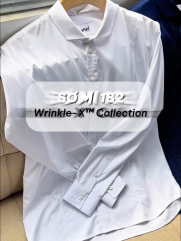 Áo Sơ Mi Diễu Ly Hạn Chế Nhăn Wrinkle X Thêu Peakhour Form Slimfit SM187 Màu Trắng