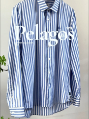 Áo Sơ Mi Oxford Sọc Xanh Thêu Bánh Lái Form Tailored SM183 Sọc Xanh Biển