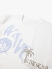 Áo Thun In Chữ Wave To The Beach Form Relax AT174 Màu Trắng