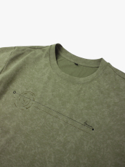 Áo Thun Wash Loang In Hình Lốc Xoáy Form Relax AT173 Màu Rêu