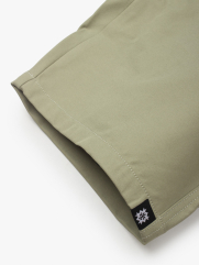 Quần Short Kaki Lưng Thun Gắn Nhãn Trang Trí Form Straight QS067 Màu Be Nhạt