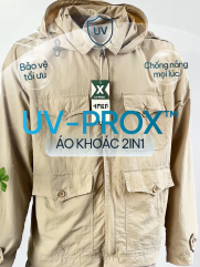 Áo Khoác Dù Chống Nắng UV-PROX Túi Hộp Form Regular AK073 Màu Kem
