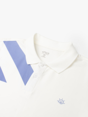 Áo Polo Rayon In Logo Bánh Lái Form Regular PO165 Màu Trắng