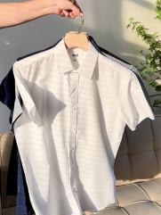 Áo Sơ Mi Tay Ngắn Trơn SM087 Màu Đen