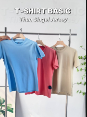 Áo Thun Cổ Tròn Trơn Form Slimfit AT132 Màu Xanh Biển