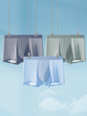 Quần Boxer Lụa Băng Basic QL065 Màu Xanh Biển