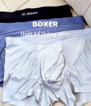 Quần Boxer Lụa Băng Đục Lỗ Thoáng Khí QL067 Màu Xám Nhạt