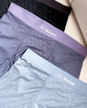 Quần Boxer Lụa Băng Thông Hơi Hoạ Tiết QL069 Màu Xám