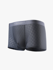 Quần Boxer Lụa Băng Thông Hơi Hoạ Tiết QL069 Màu Xám Đậm