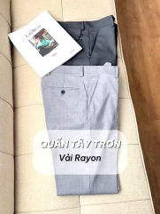 Quần Tây Trơn Vải Rayon Ít Nhăn Thêu 4MEN Premium Form Slimfit QT031 Màu Xám Đậm