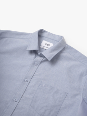 Áo Sơ Mi Tay Ngắn Oxford Thêu 4M Ở Túi Form Regular SM191 Màu Xám