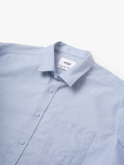 Áo Sơ Mi Tay Ngắn Oxford Thêu 4M Ở Túi Form Regular SM191 Màu Xanh Biển