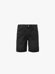 Quần Short Jean Thêu Logo Tròn 4M Premium Form Straight QS075 Màu Đen