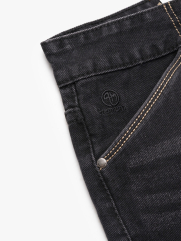 Quần Short Jean Thêu Logo Tròn 4M Premium Form Straight QS075 Màu Đen