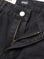 Quần Short Jean Thêu Logo Tròn 4M Premium Form Straight QS075 Màu Đen