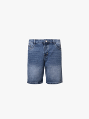 Quần Short Jean Trơn Form Regular QS076 Màu Xanh Biển Đậm