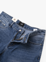 Quần Short Jean Trơn Form Regular QS076 Màu Xanh Biển Đậm