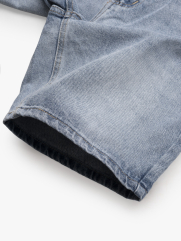 Quần Short Jean Trơn Form Regular QS076 Màu Xanh Biển Nhạt