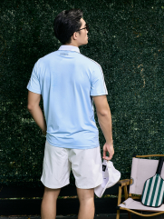 Áo Polo Thể Thao Phối In Logo 4MEN Club Sau Lưng Form Regular PO169 Màu Xanh Biển