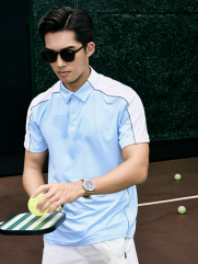 Áo Polo Thể Thao Phối In Logo 4MEN Club Sau Lưng Form Regular PO169 Màu Xanh Biển