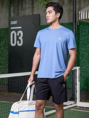 Áo Thun Thể Thao In Logo 4M Tròn Form Regular AT175 Màu Xám Xanh