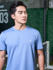 Áo Thun Thể Thao In Logo 4M Tròn Form Regular AT175 Màu Xám Xanh