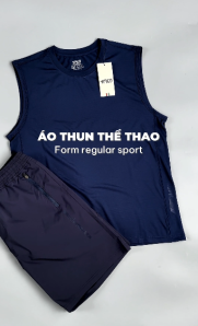 Áo Ba Lỗ In Logo 4MEN Club Sau Lưng Form Regular AT179 Màu Xanh Đen