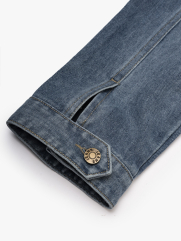 Áo Khoác Jean Trơn Túi Hộp 2 Bên Form Regular AK077 Màu Xanh Biển Đậm