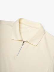 Áo Polo Dệt Kim Dây Kéo Form Slimfit PO174 Màu Trắng Kem