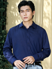 Áo Sơ Mi Denim Thêu Just Breath Form Regular SM196 Màu Xanh Biển Đậm