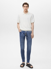 Quần Jean Diễu Túi Sau Form Slimfit QJ117 Màu Xanh Biển Đậm