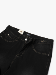 Quần Jean Rã Diễu Thêu Chữ Just Breath Form Straight QJ119 Màu Đen