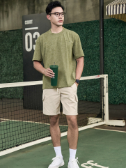 Áo Thun Wash Loang In Hình Lốc Xoáy Form Relax AT173 Màu Rêu