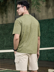 Áo Thun Wash Loang In Hình Lốc Xoáy Form Relax AT173 Màu Rêu