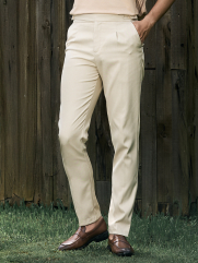 Quần Tây Sidetab Hai Bên Slimfit Trơn QT067 Màu Kem