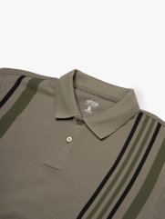Áo Polo Cá Sấu In Sọc 2 Bên Form Regular PO178 Màu Rêu