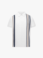 Áo Polo Cá Sấu In Sọc 2 Bên Form Regular PO178 Màu Trắng