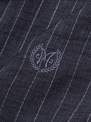 Áo Sơ Mi Sọc Tay Ngắn Thêu Logo M Form Regular SM198 Màu Sọc Xanh Đen