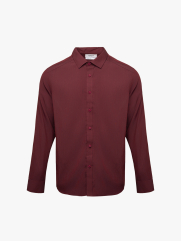 Áo Sơ Mi Tay Dài Linen Trơn Form Regular SM199 Màu Đỏ Đô