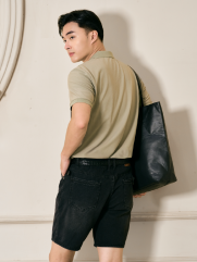 Áo Polo Cá Sấu In Sọc 2 Bên Form Regular PO178 Màu Rêu